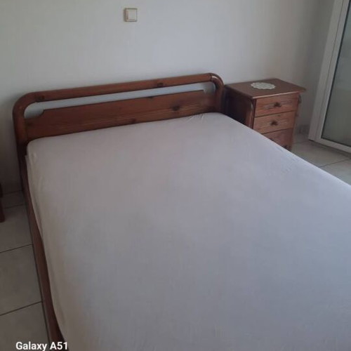 Double wooden bed like new with mattress and nightstands