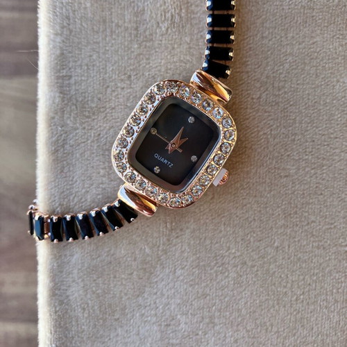 Wristwatch bracelet with black stones like new, women's