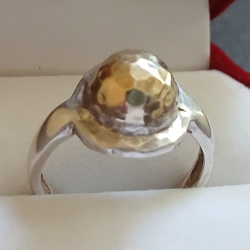 925 Silver Gold Hammered Ring like new
