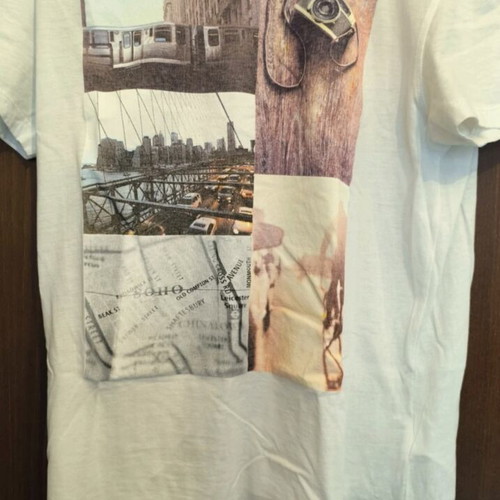 Calliope men's T-shirt large used, white off-white vintage graphic print