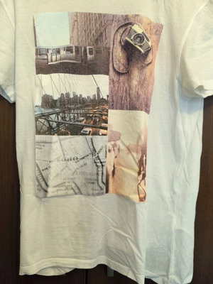 Calliope men's T-shirt large used, white off-white vintage graphic print