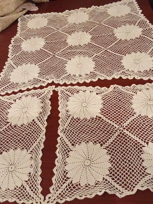 Handmade knitted white set new, three pieces