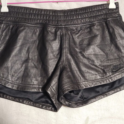 Nike women's leather shorts, size S, black
