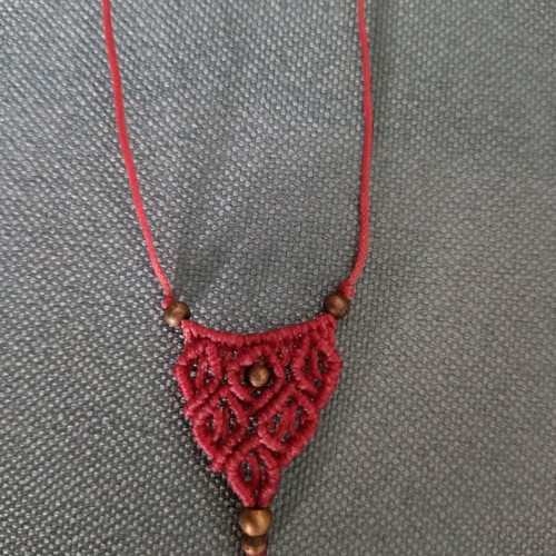 Macrame necklace used, pink
