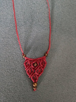 Macrame necklace used, pink