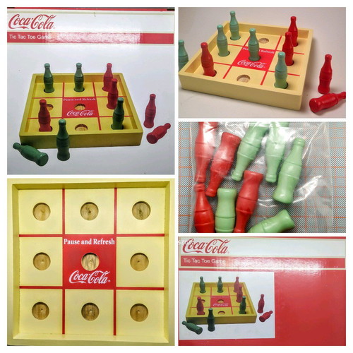 Wooden tabletop Tic Tac Toe game by Coca-Cola