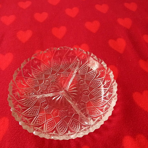 Glass dish three-section like new