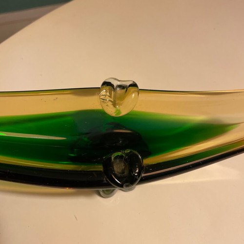 Decorative gondola Murano 1960 like new, green and yellow