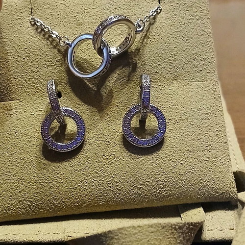 Silver set necklace and earrings S925 with zirconium new