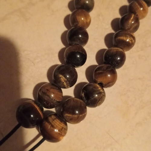 Handmade Komboloi with Tiger Eye and Silver, New