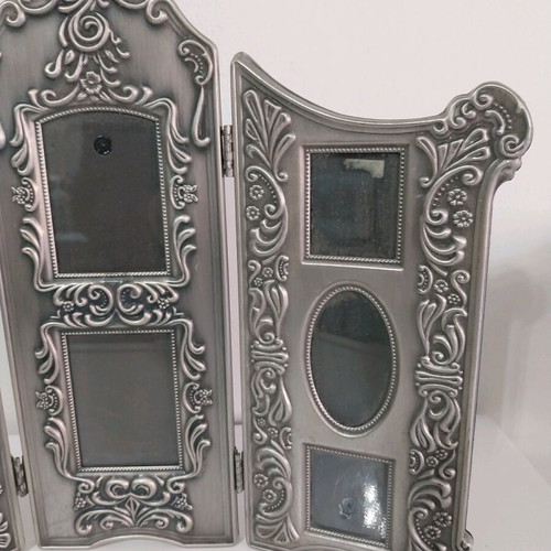 Godinger Victorian Bouquets Silver Plated 3-Panel Folding Photo Frame