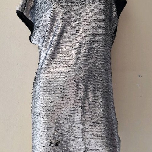 Midi dress Kate London new with double sequin, medium/large, black and silver