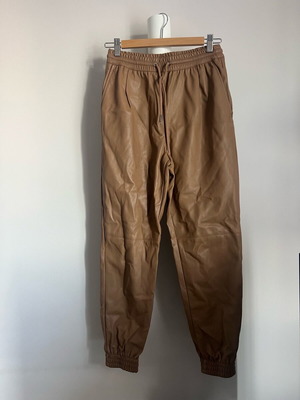 Leather pants tan new, size XS/S with elastic and drawstring