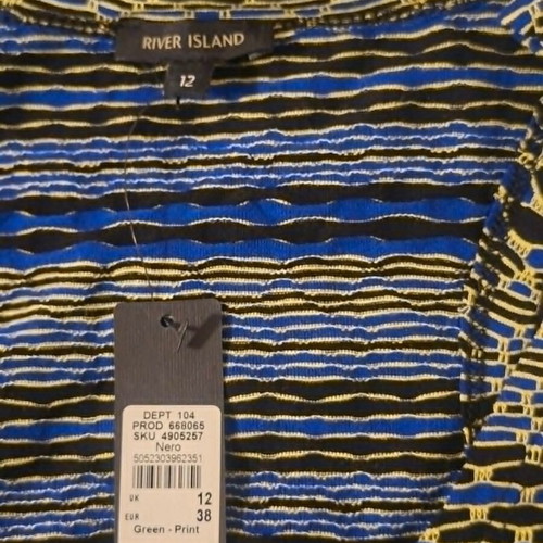 River Island fitted dress size M UK 12 new, blue multicolor