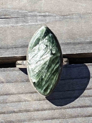 Silver ring with Seraphinite, new, size 6.5