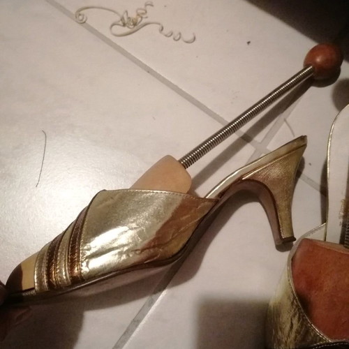 Mule gold bronze leather shoes new, size 39