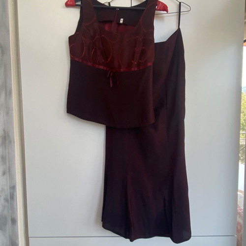 Vintage Y2K suit set burgundy skirt top jacket like new