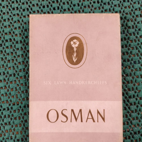 Osman vintage set of six cotton handkerchiefs with lace trim