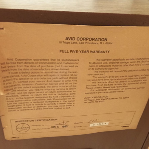 AVID Corporation 80a vintage speakers