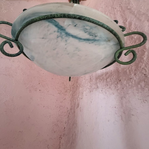 Metal ceiling light with opaline detail