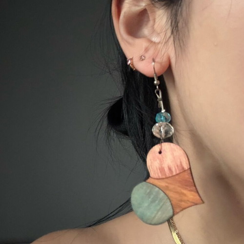 Earrings multicolored hearts like new stainless steel
