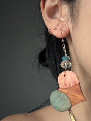 Earrings multicolored hearts like new stainless steel