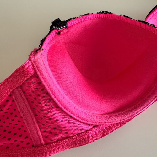Pink polka dot bra like new with detachable strap size 75B