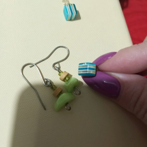 Earrings made of plastic beads, summer style, like new, pack of 4