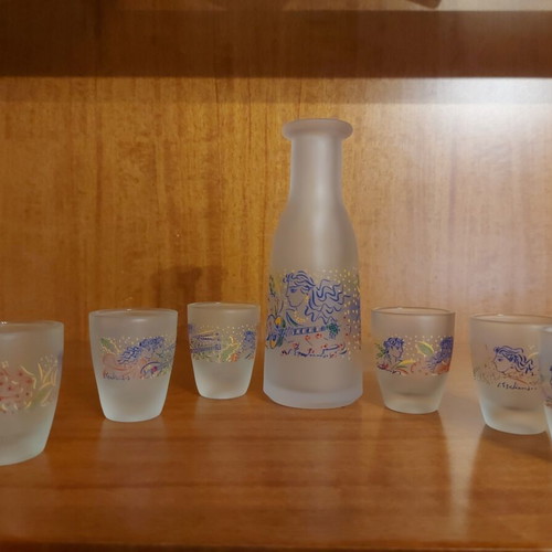 Glass set for tsipouro with pitcher and glasses by G. Stathopoulos