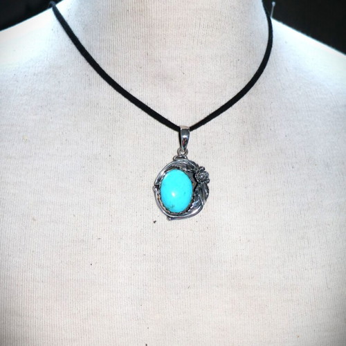 Turquoise Silver 925 Sterling Navajo Indian Pendant Necklace new