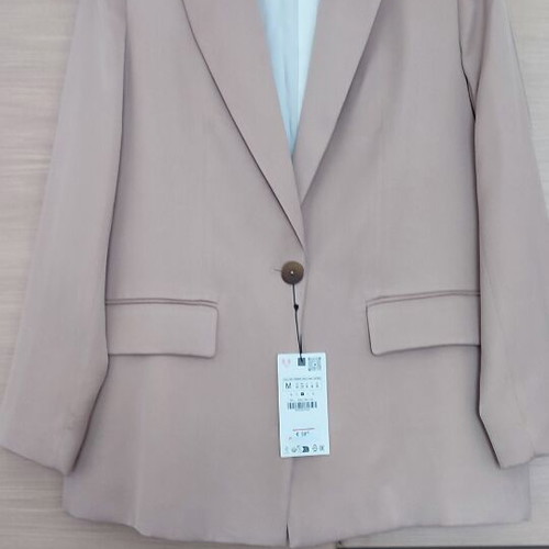 Zara satin jacket medium beige new