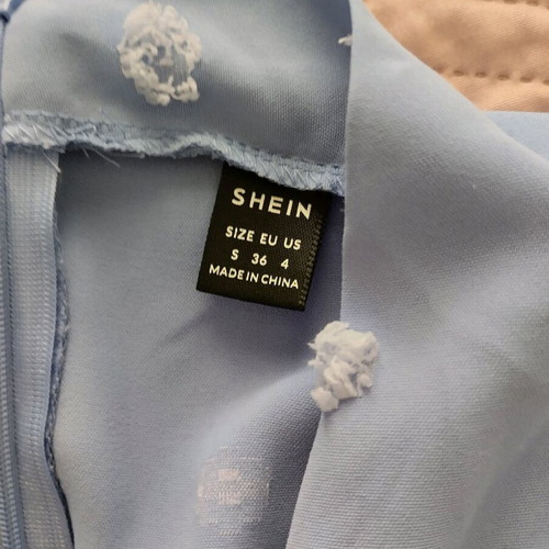 Blue Shein summer midi dress like new with polka dot fringes