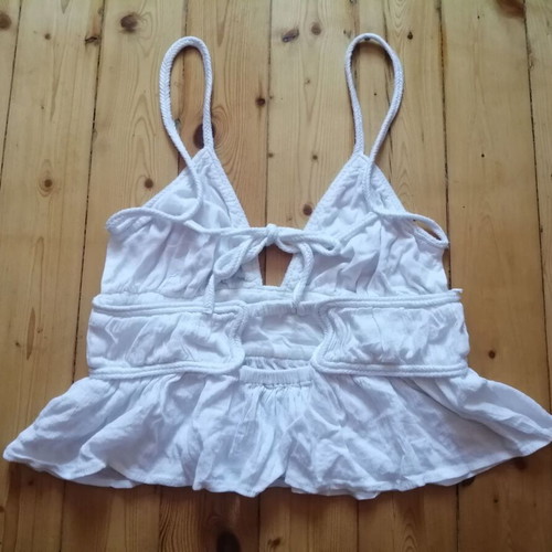 Zara women's boho white crop top XS