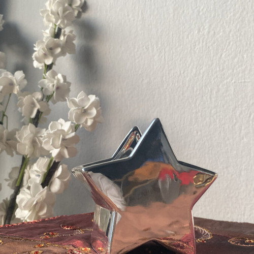 Table decorative star new, small silver matte