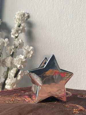 Table decorative star new, small silver matte