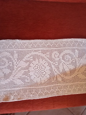 Handmade crochet lace trim with white cotton thread