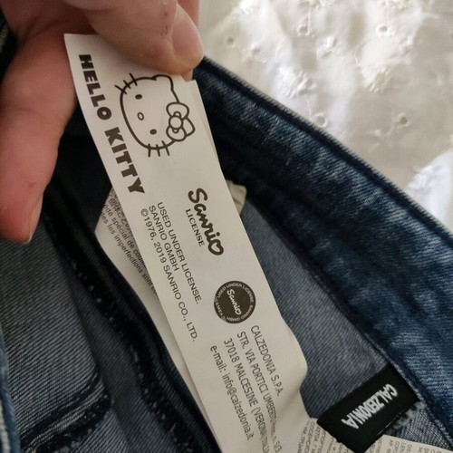Hello Kitty denim jeans used, Y2K aesthetic, blue
