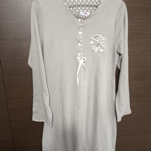 PNN Nursing Nightgown Size 2 Like New, Greek Made, Grey and White