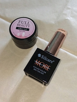 Semi-permanent nail polish nude and turquoise with Fiber gel new