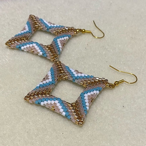 Azure Diamond handmade Miyuki double weave earrings multicolor new