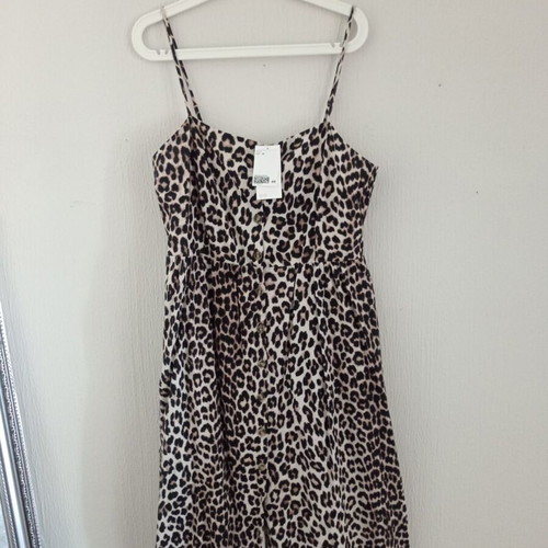Linen midi leopard dress H&M new, size 44