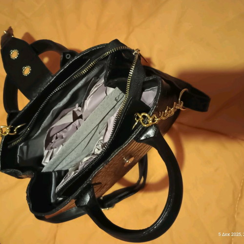 Crossbody bag new, black faux leather, adjustable strap