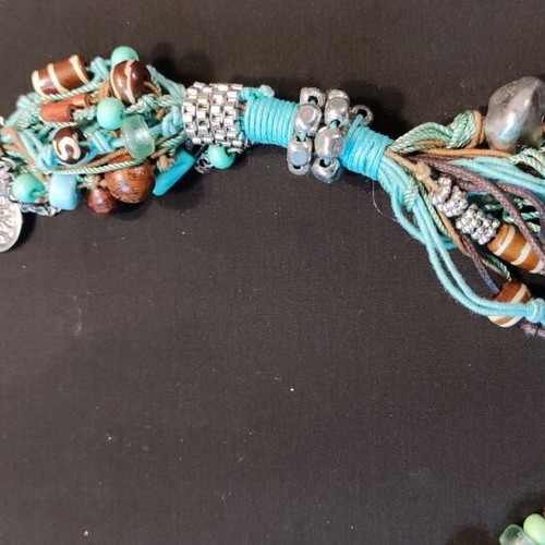 Handmade necklace with multiple turquoise cords Boho Statement like new