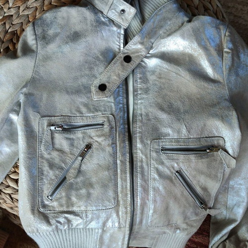 Blackberry silver leather jacket vintage, like new