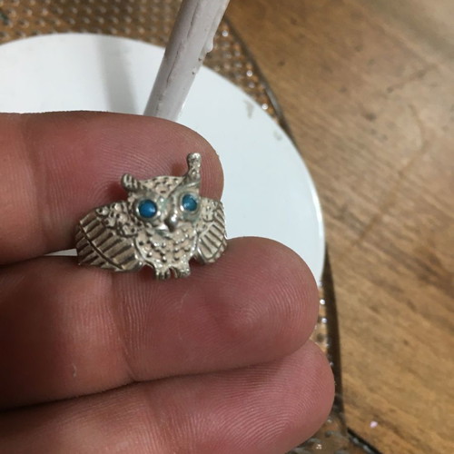 Silver owl ring