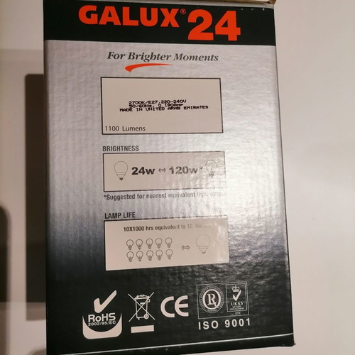 Globe light bulbs used, pack of 20, GALUX 24 W, warm light