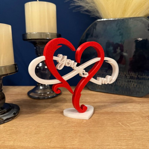 You & Me Love Decoration Heart 3D Printed new with custom name and NFC