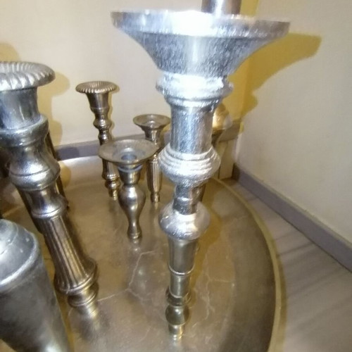 Handmade copper candlestick with nickel coating new