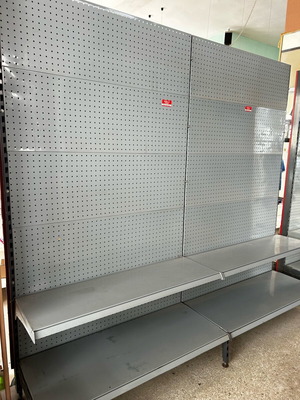 Perforated shelves like new, red, white and gray in various sizes