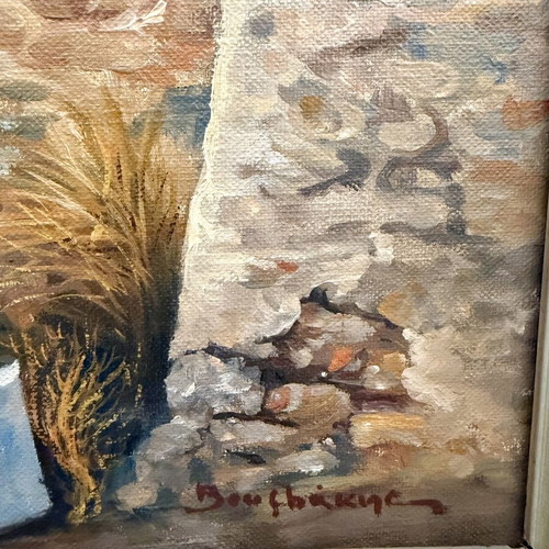 Oil painting by Antonis Voumbakis used, neoclassical island house